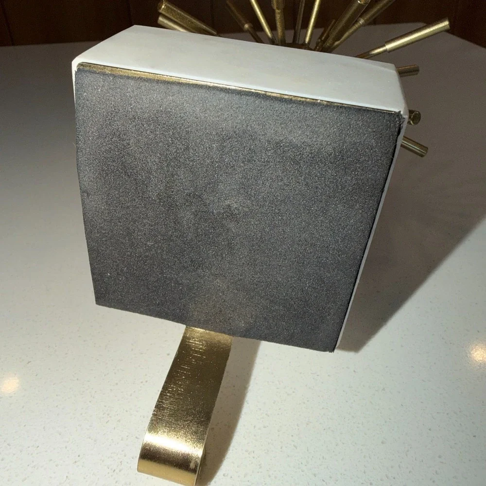 West Elm Stocking Holder Sputnik Atomic Star Burst Brass On Marble Base MCM